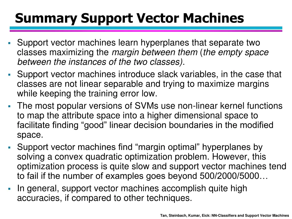summary support vector machines