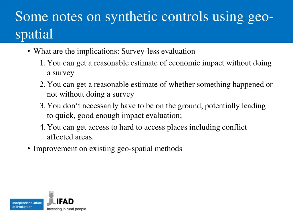 some notes on synthetic controls using geo spatial 3