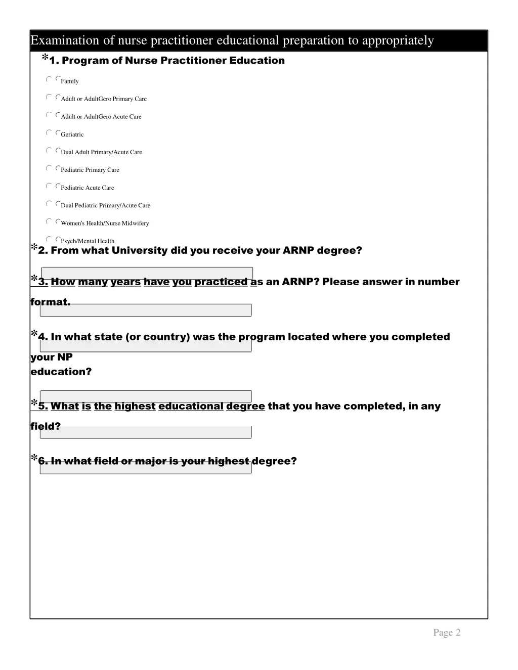 examination of nurse practitioner educational 1