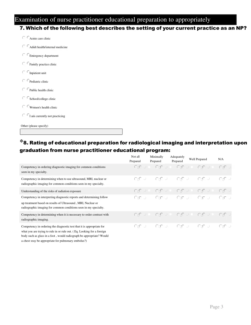 examination of nurse practitioner educational 2