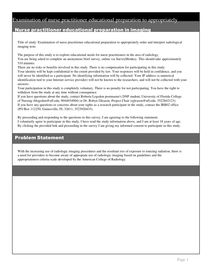 examination of nurse practitioner educational