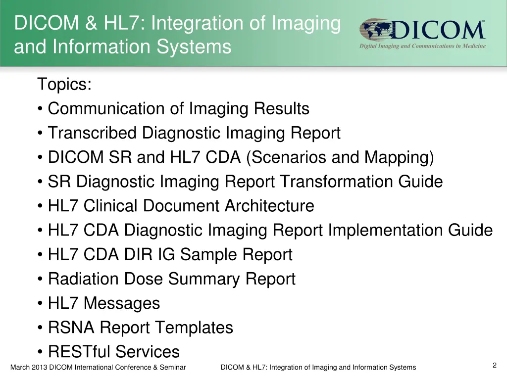 dicom hl7 integration of imaging and information