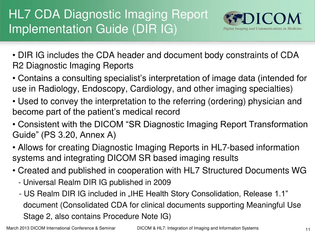 hl7 cda diagnostic imaging report implementation