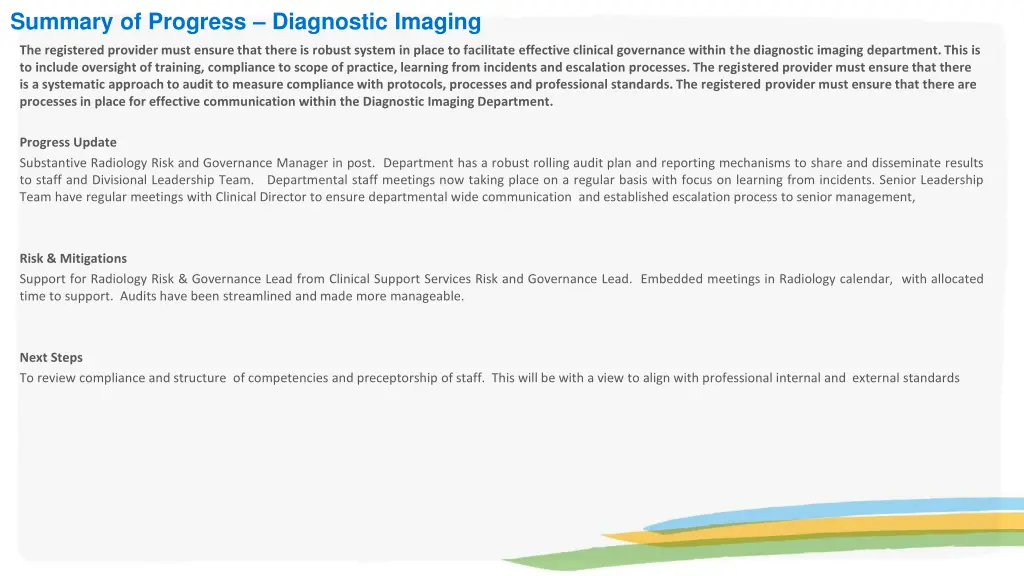 summary of progress diagnostic imaging 1