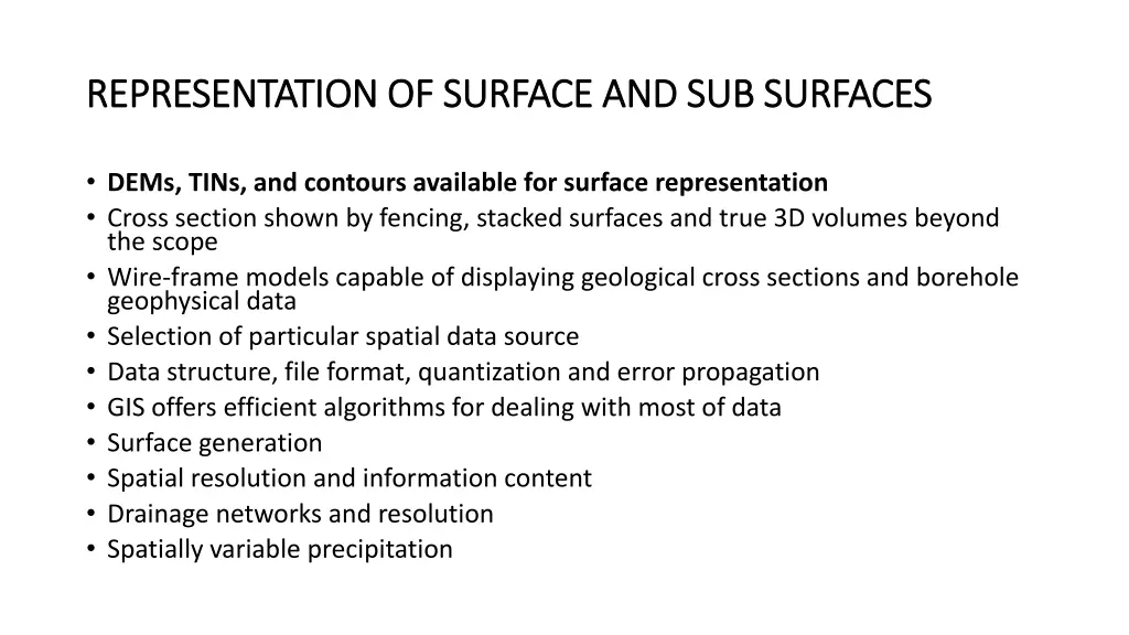 representation of surface and sub representation