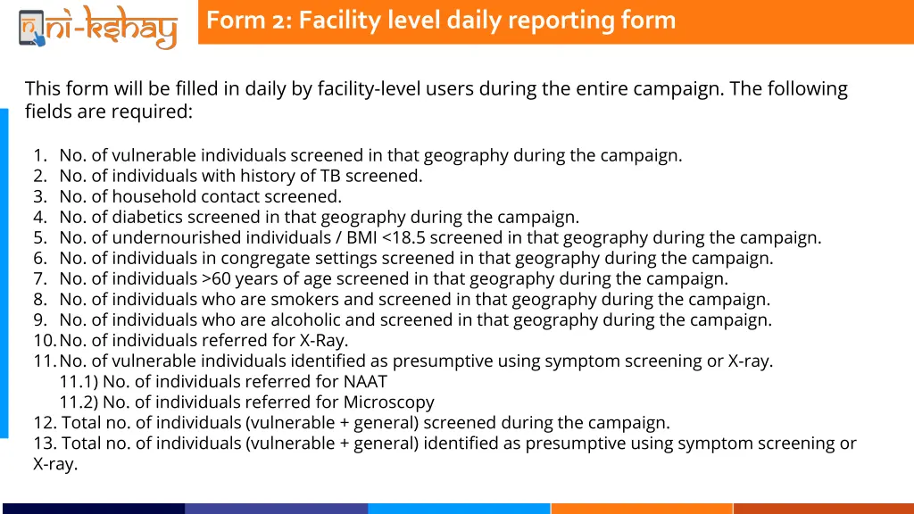 form 2 facility level daily reporting form 1