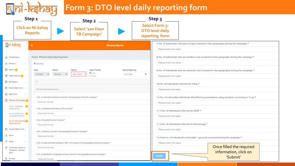 form 3 dto level daily reporting form 2