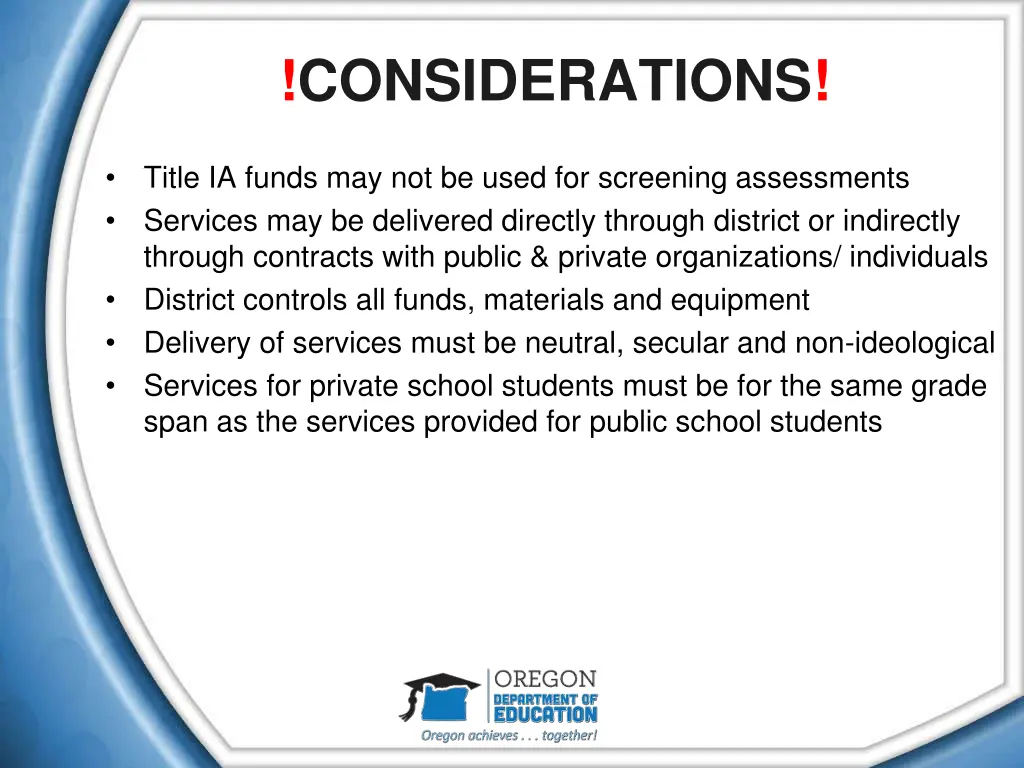 considerations