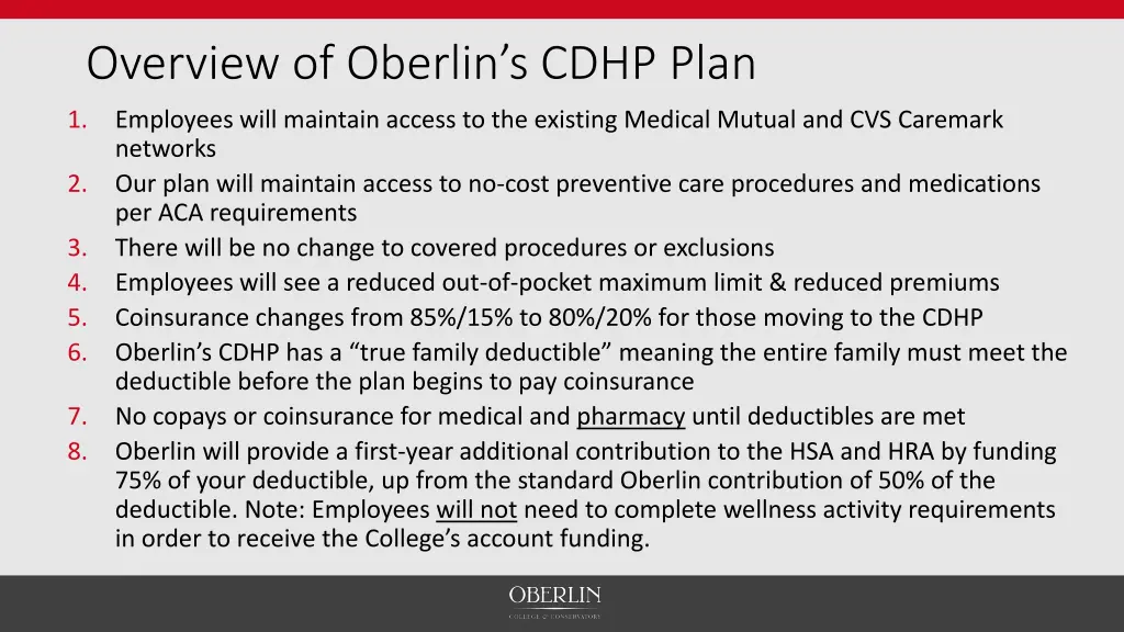 overview of oberlin s cdhp plan