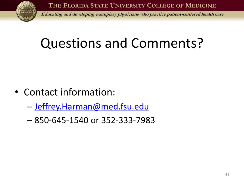 t he f lorida s tate u niversity c ollege 40