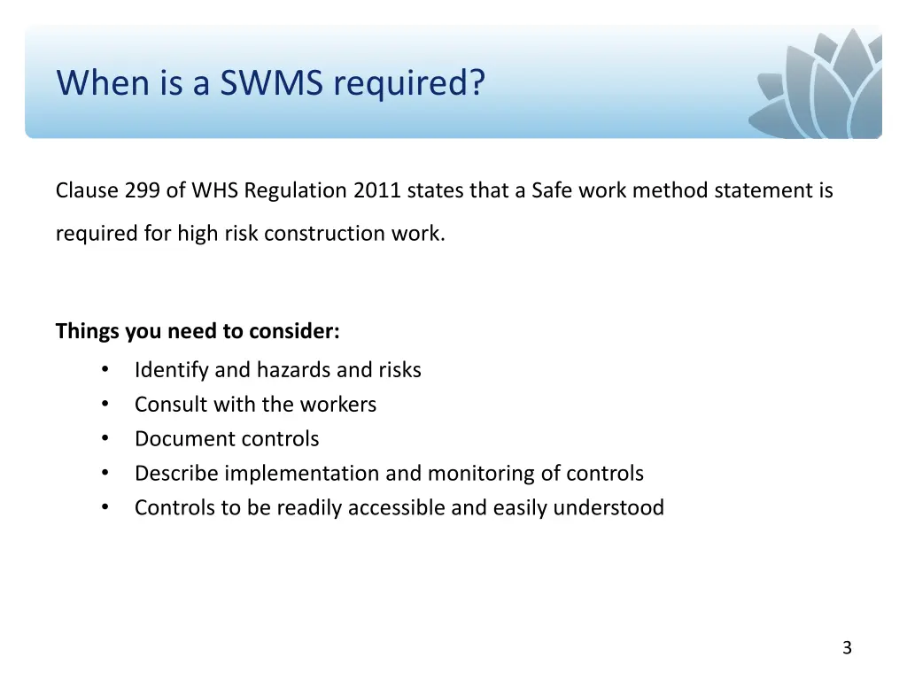 when is a swms required