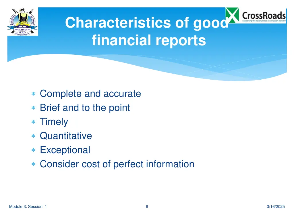 characteristics of good financial reports