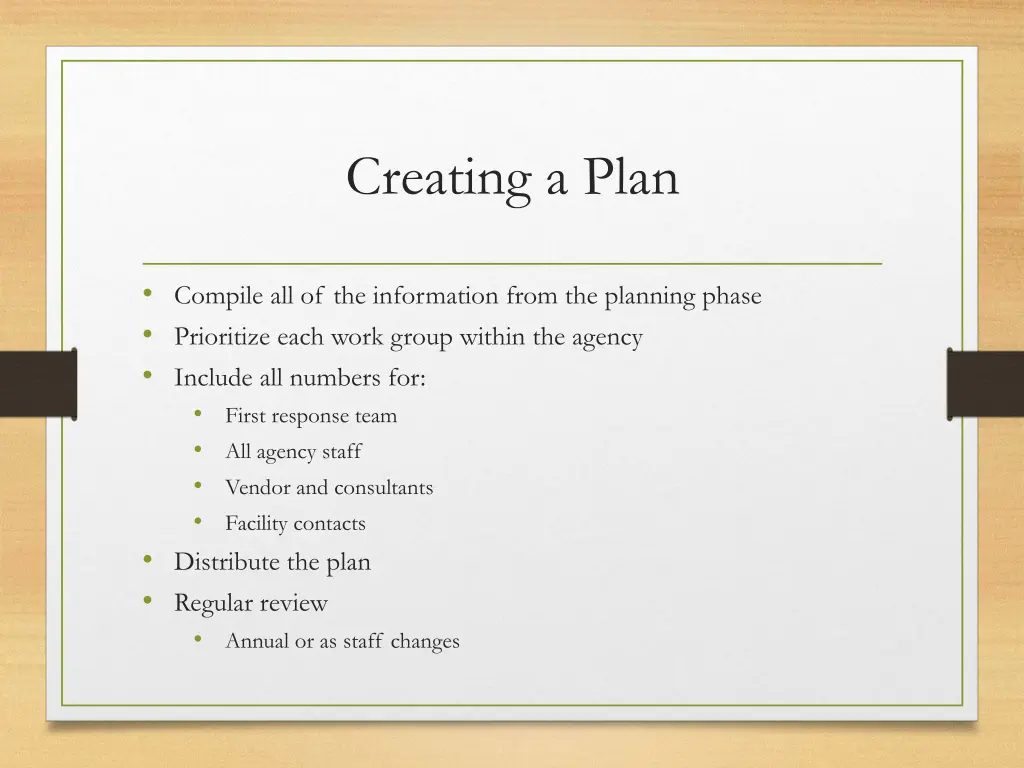 creating a plan