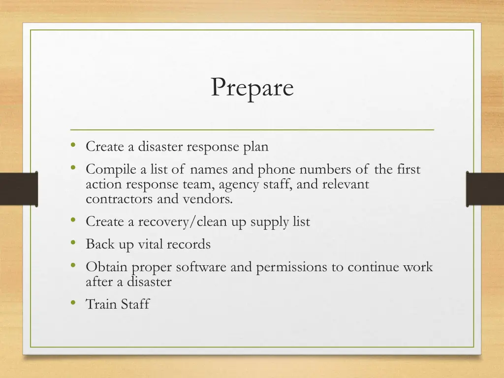 prepare