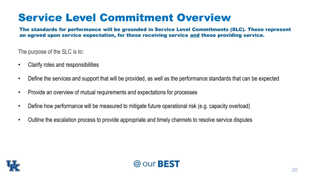 service level commitment overview the standards