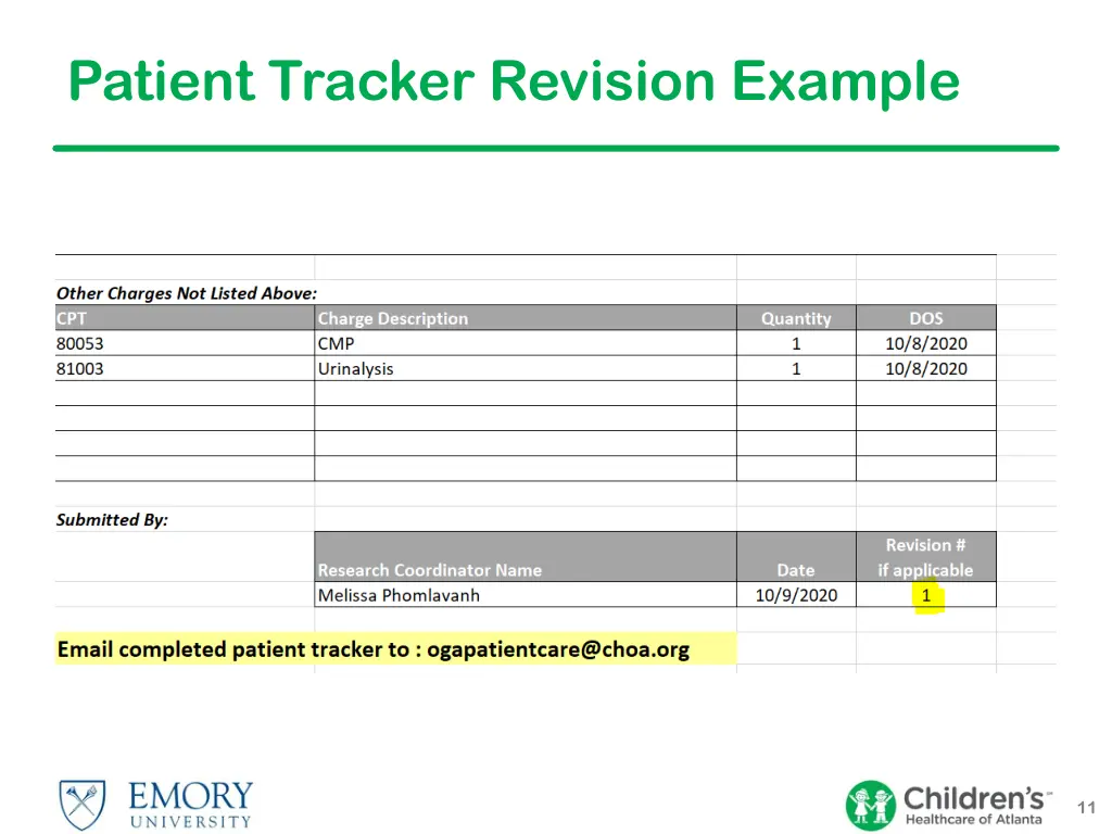 patient tracker revision example