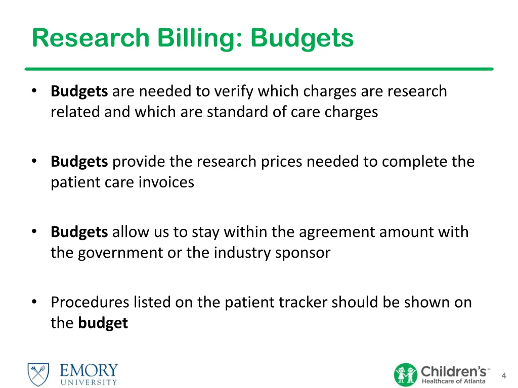 research billing budgets