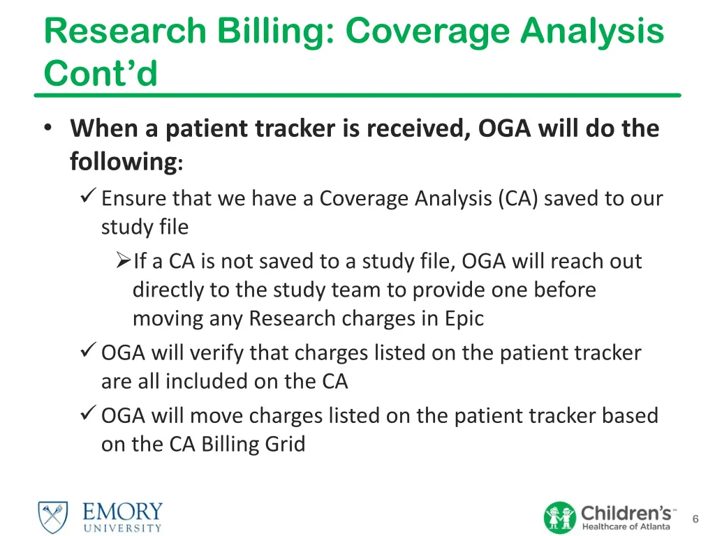 research billing coverage analysis cont d