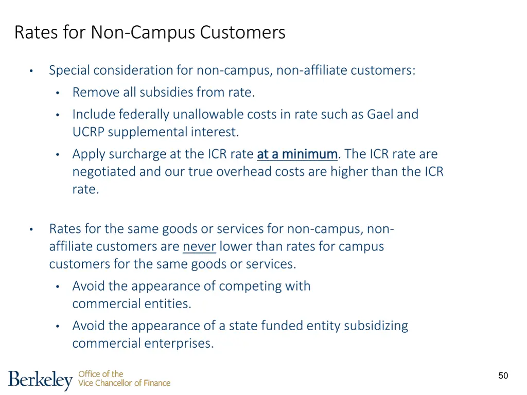 rates for non campus customers