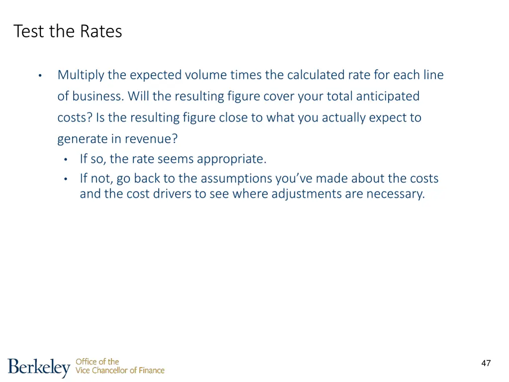 test the rates