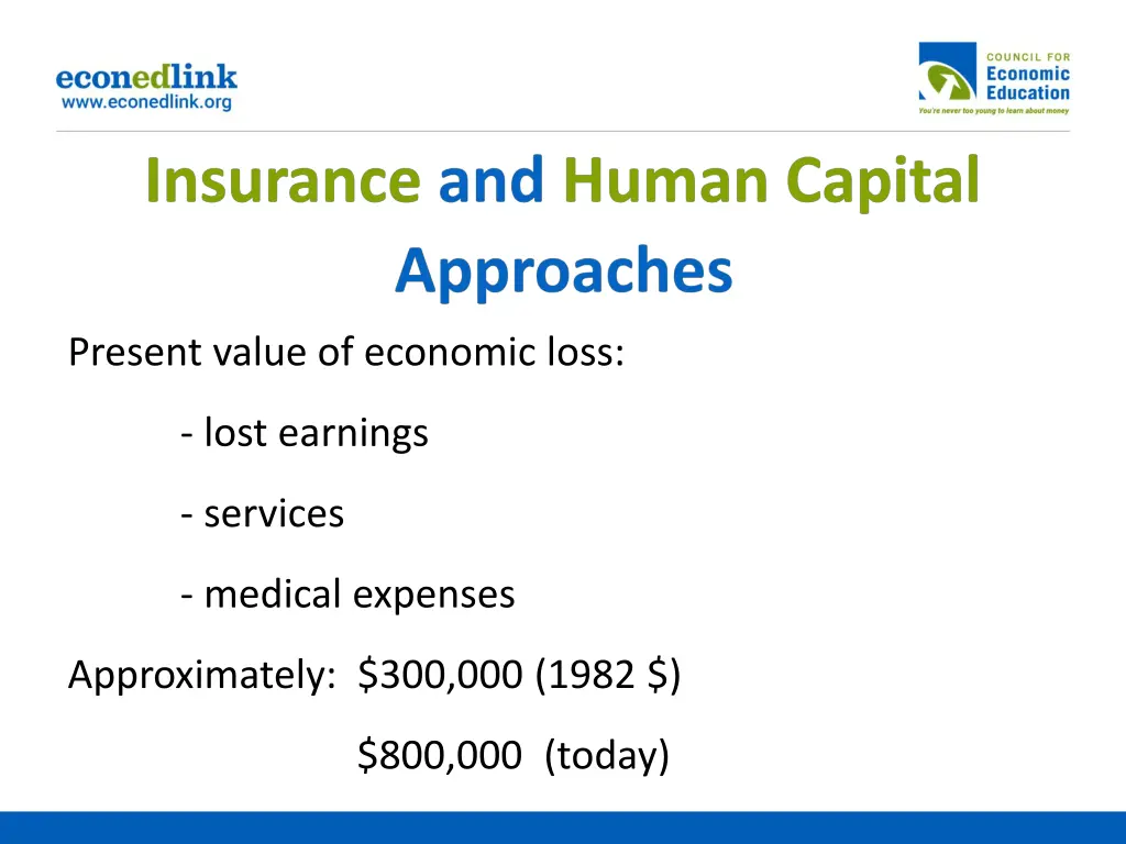 present value of economic loss