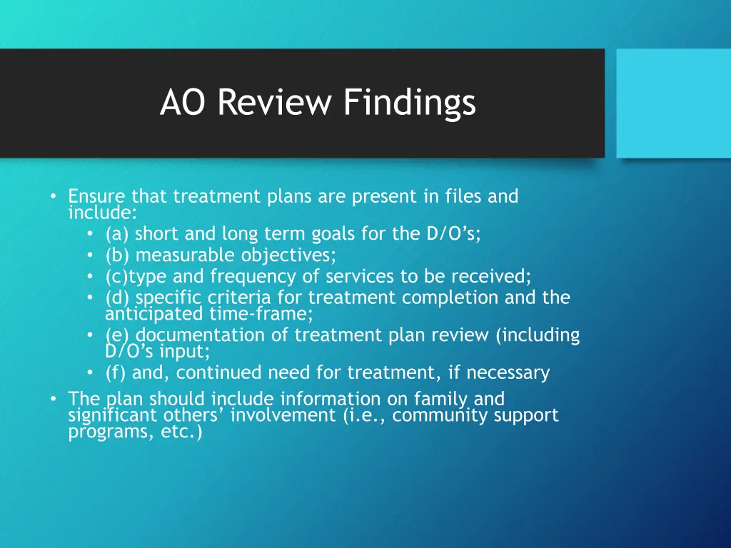 ao review findings 2