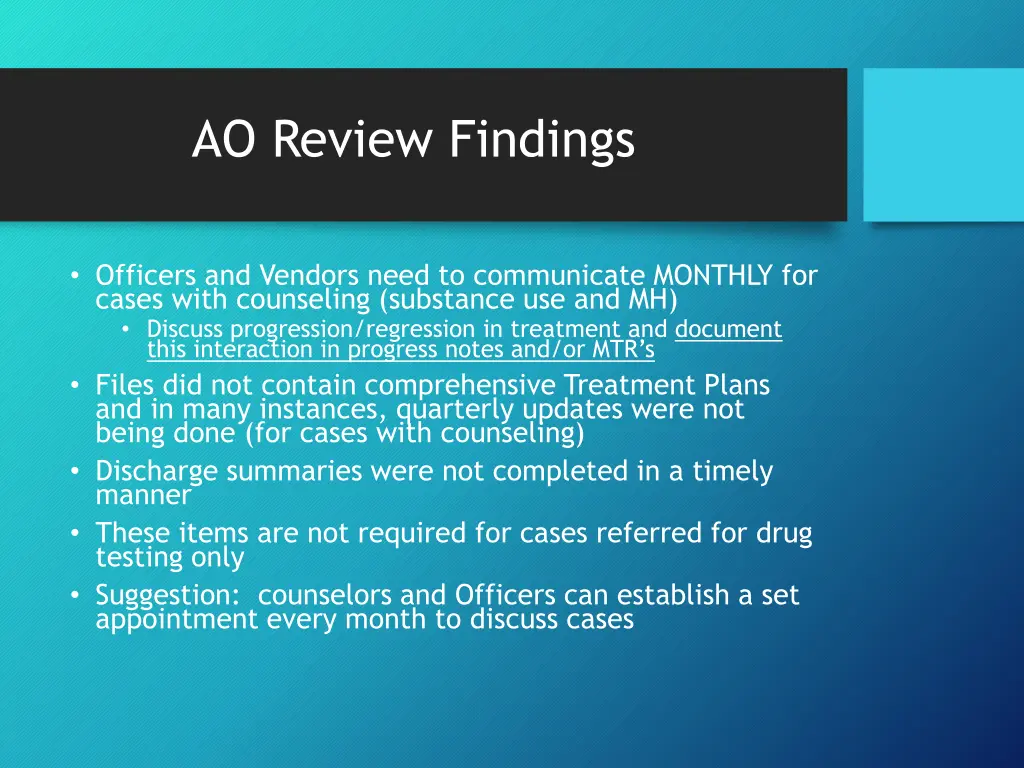ao review findings