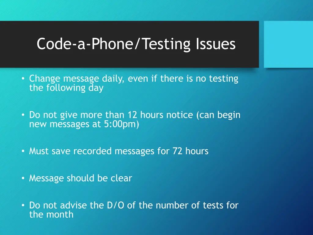 code a phone testing issues