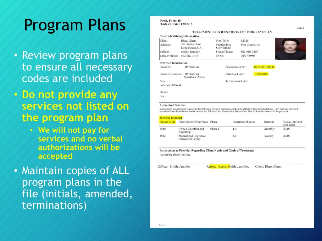 program plans