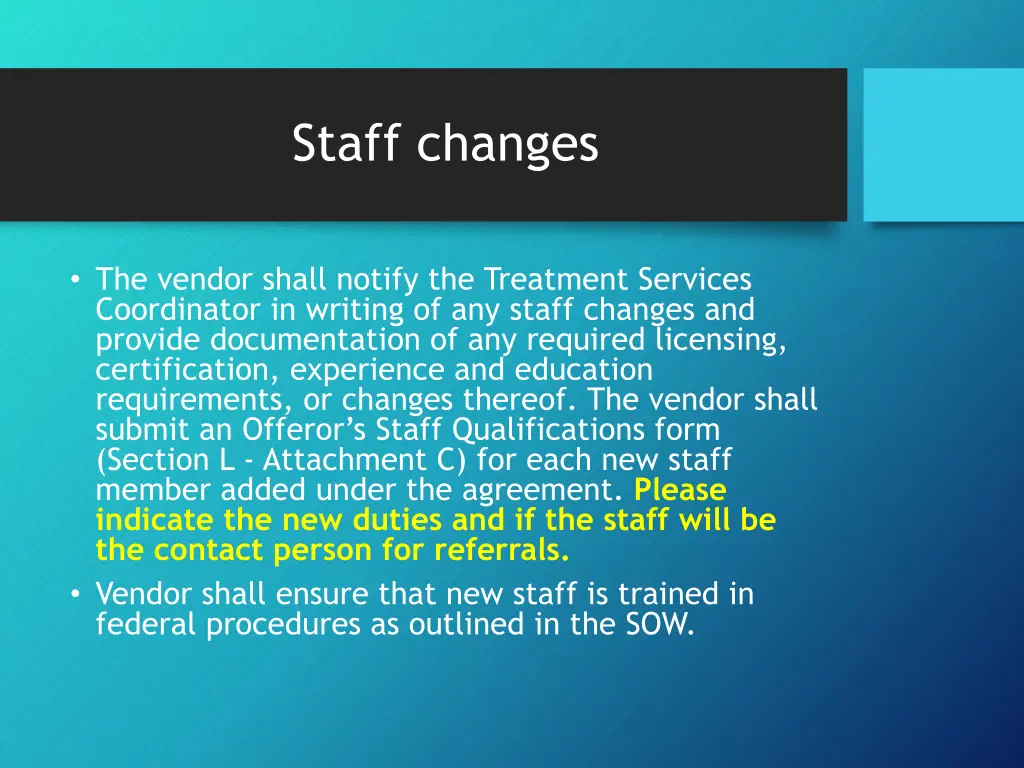 staff changes