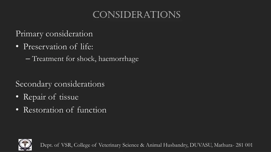 considerations