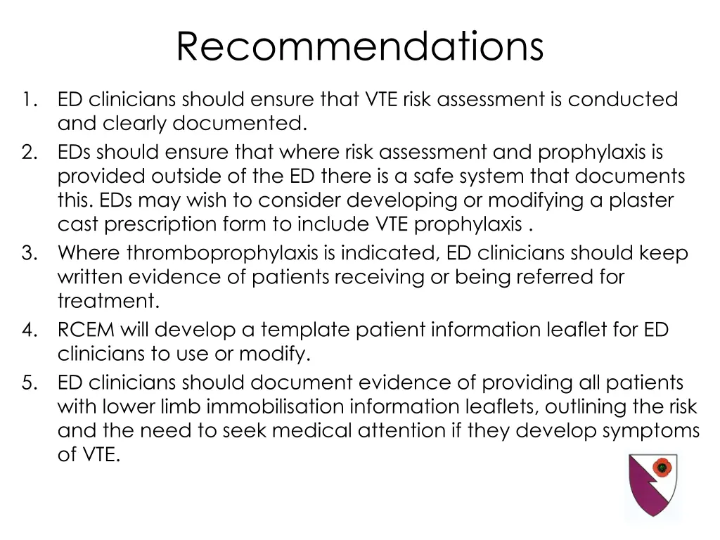 recommendations