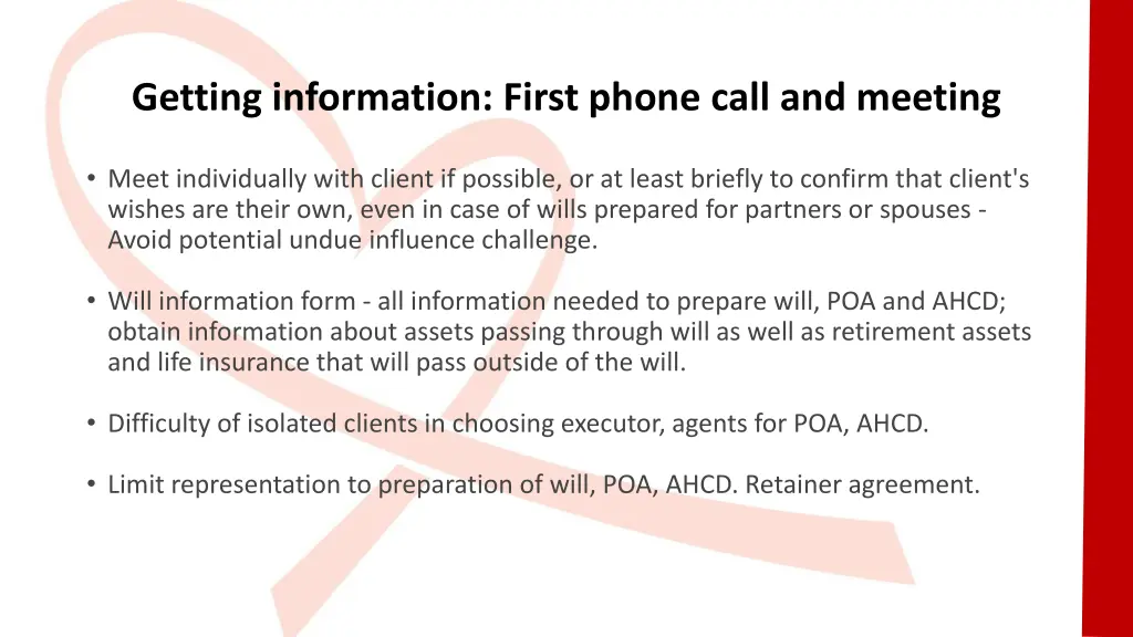 getting information first phone call and meeting 1