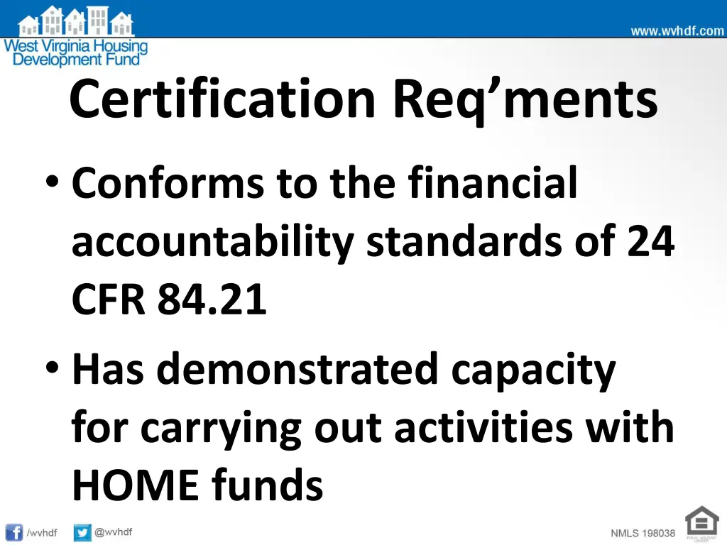 certification req ments conforms to the financial