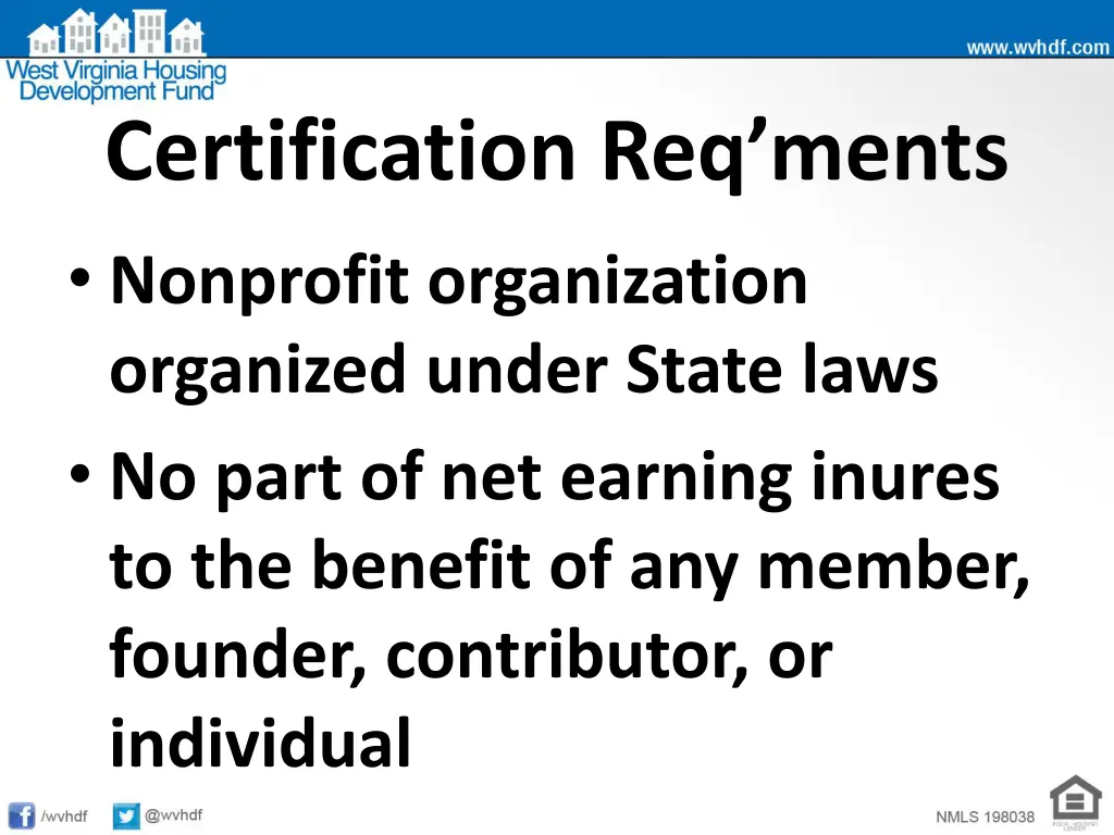 certification req ments nonprofit organization