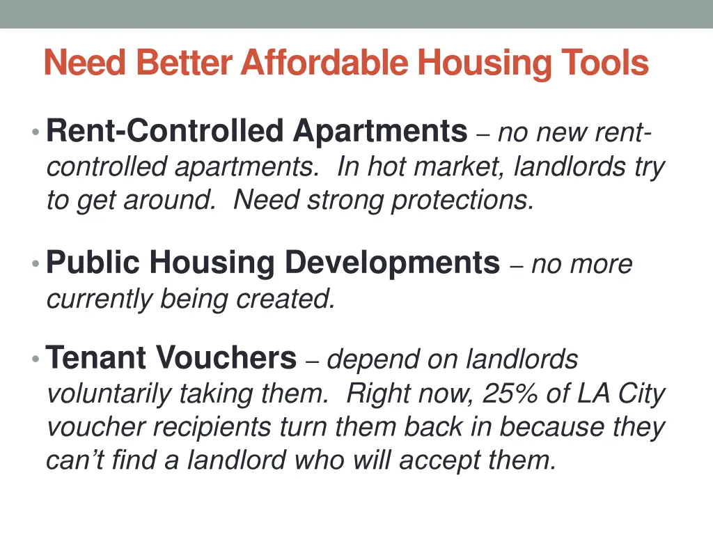 need better affordable housing tools