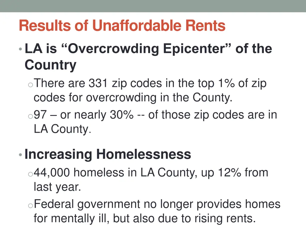 results of unaffordable rents