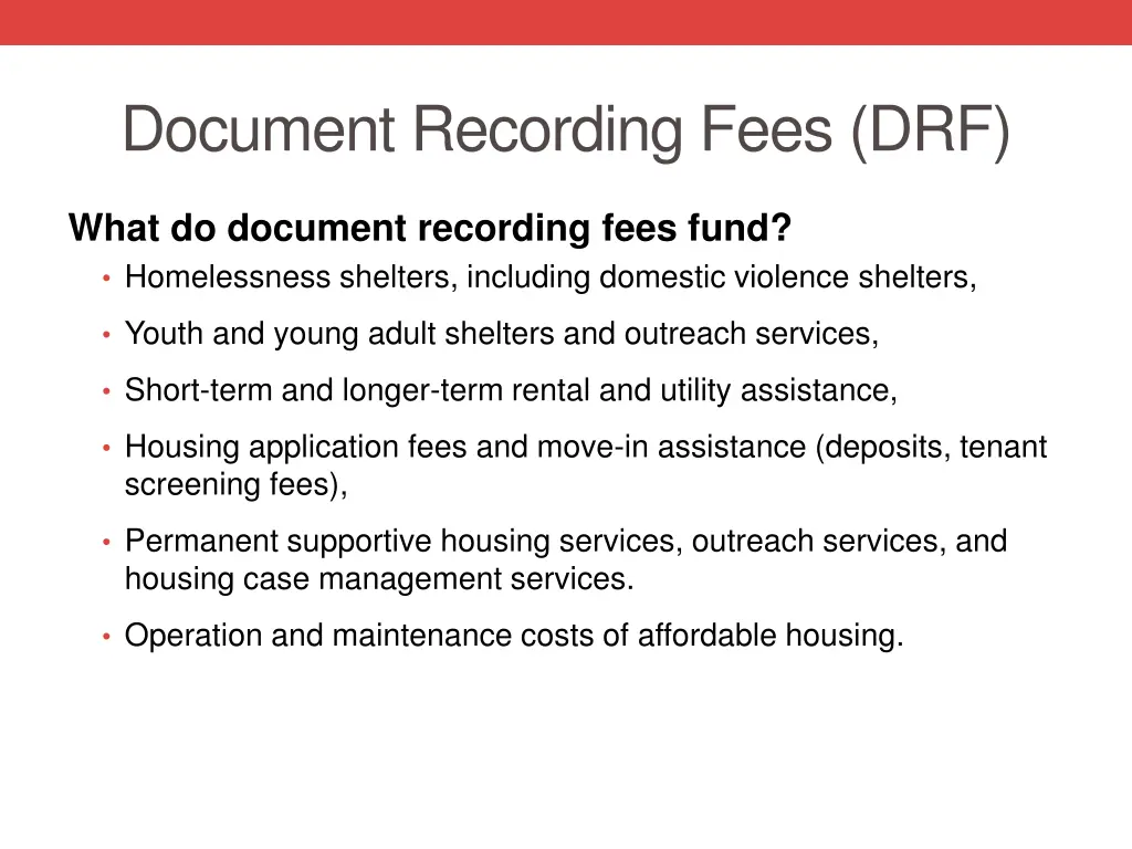 document recording fees drf 1