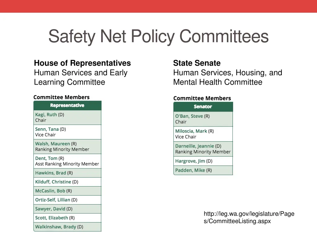 safety net policy committees