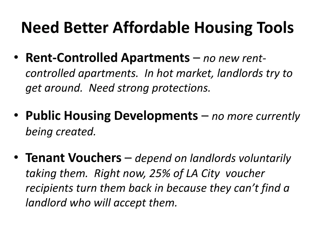 need better affordable housing tools
