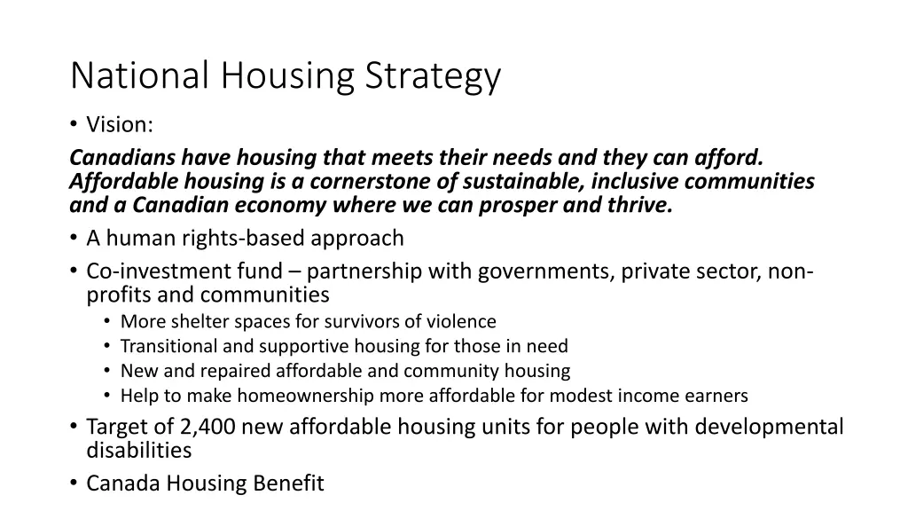 national housing strategy vision canadians have