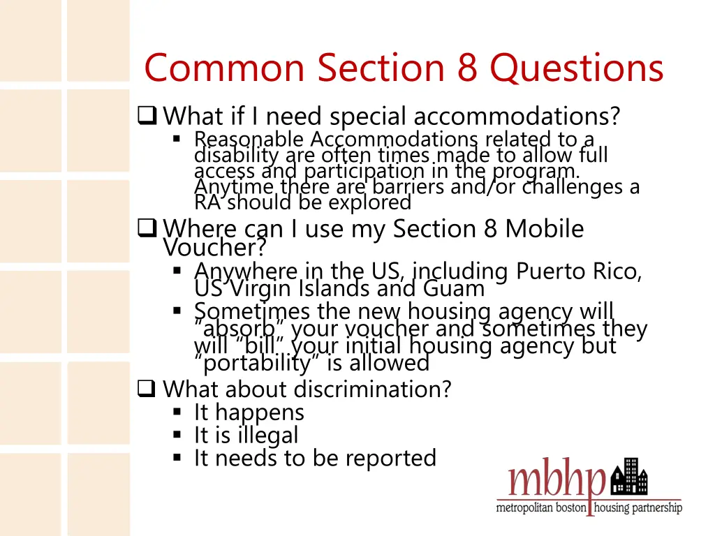 common section 8 questions what if i need special