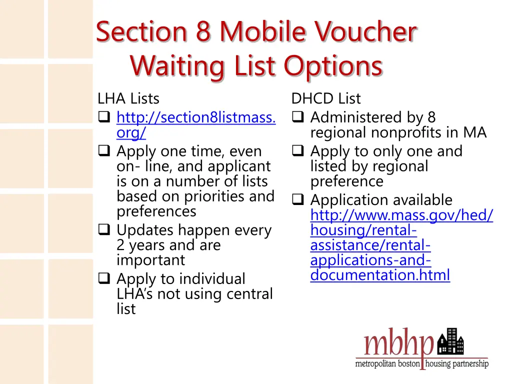 section 8 mobile voucher waiting list options