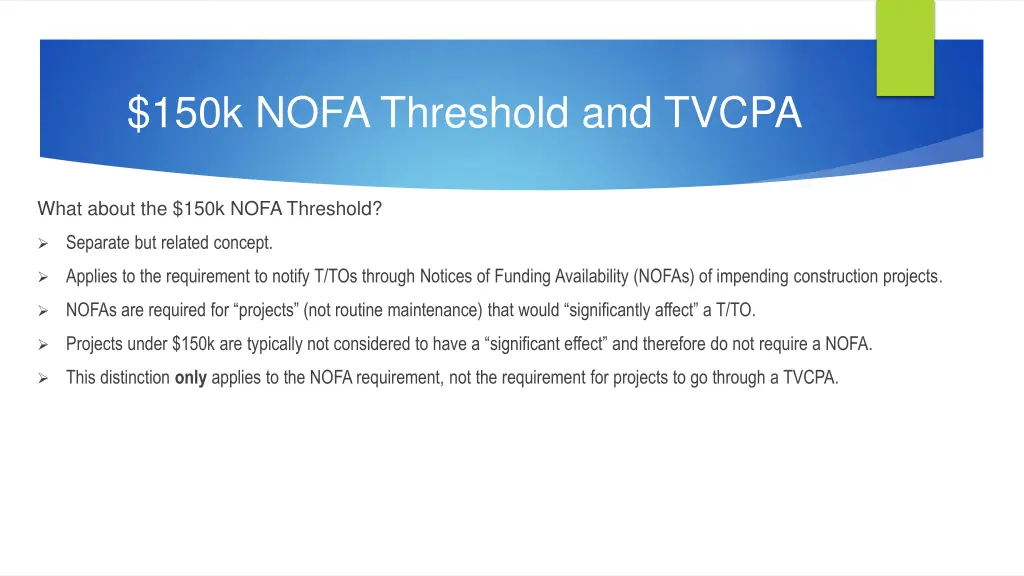 150k nofa threshold and tvcpa
