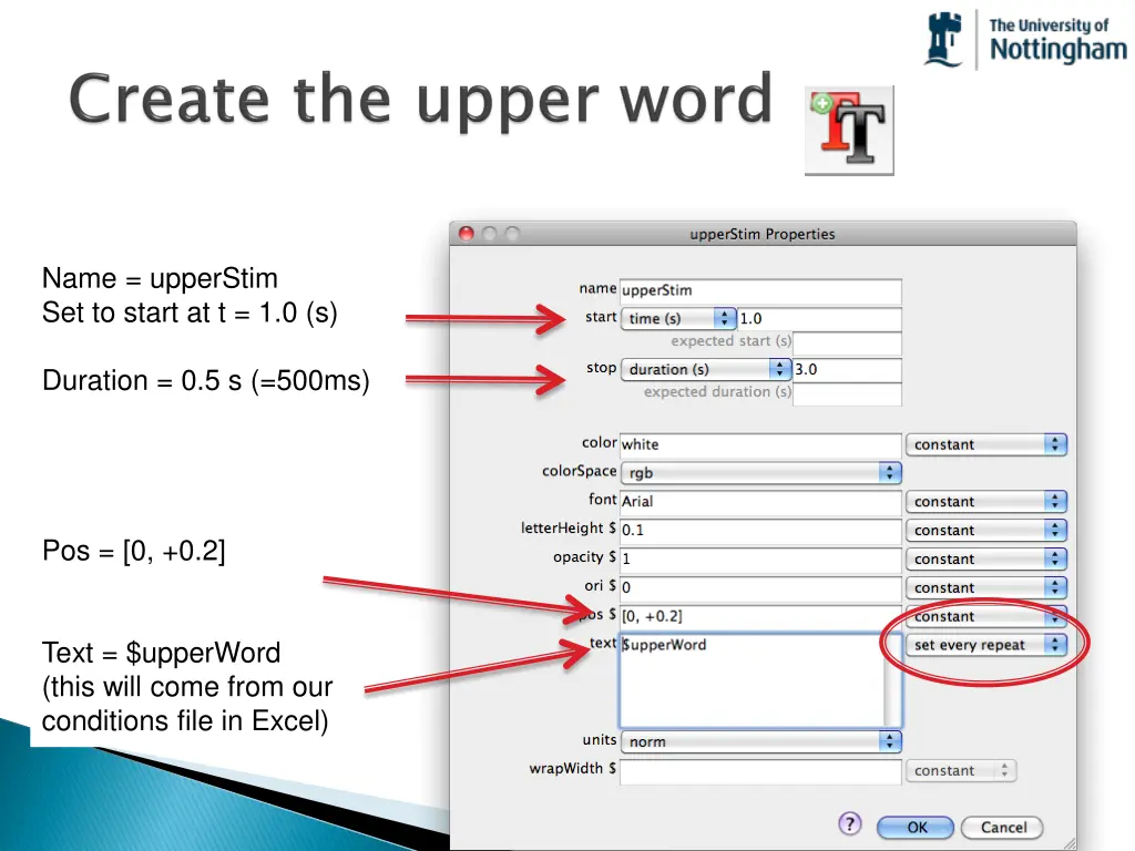 name upperstim set to start at t 1 0 s duration