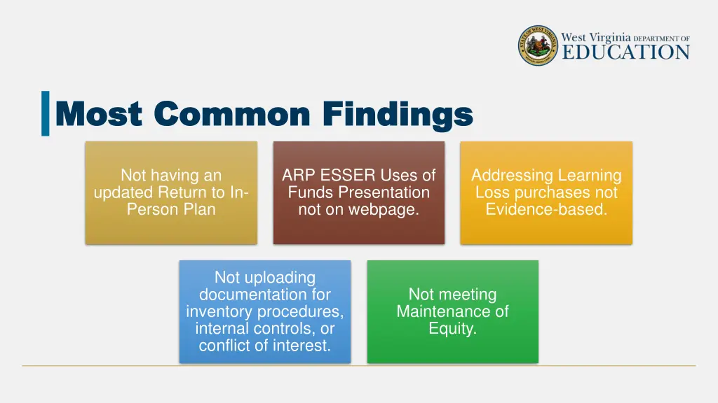 most common findings most common findings