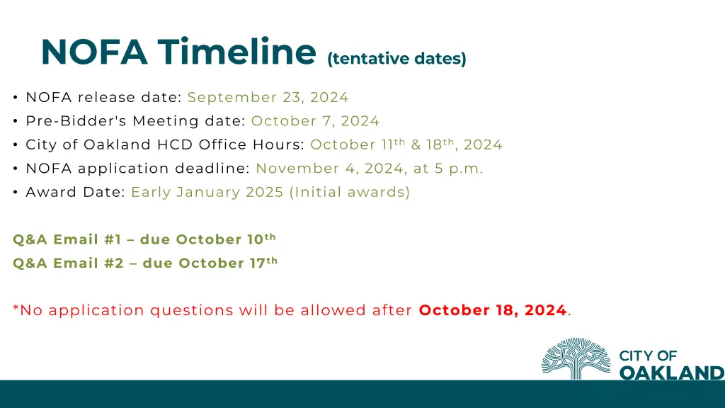 nofa timeline tentative dates