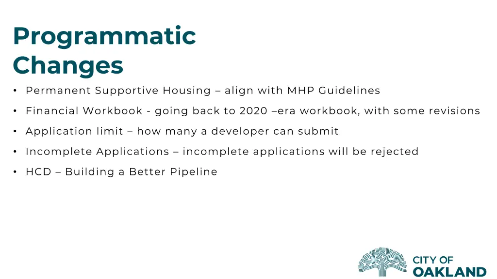 programmatic changes