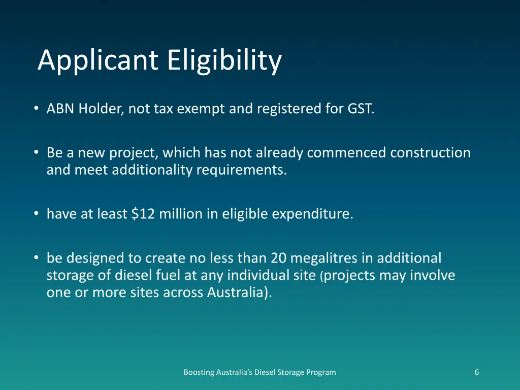applicant eligibility