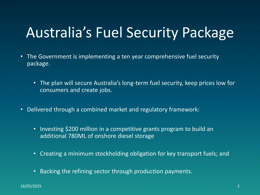 australia s fuel security package